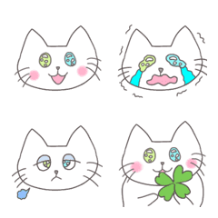 [LINE絵文字] オッドアイ白猫の絵文字の画像