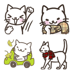 [LINE絵文字] しろねこ 白ネコだらけの絵文字の画像