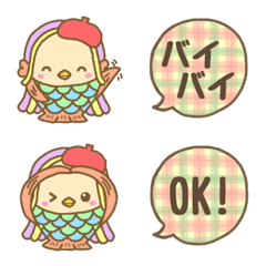 [LINE絵文字] コロリンあまびえちゃん ベレー帽の画像