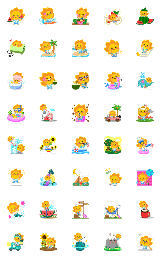 [LINE絵文字]Koharu Sun Summer Emojiの画像一覧