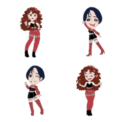 [LINE絵文字] 2 girls Rapper Emojiの画像