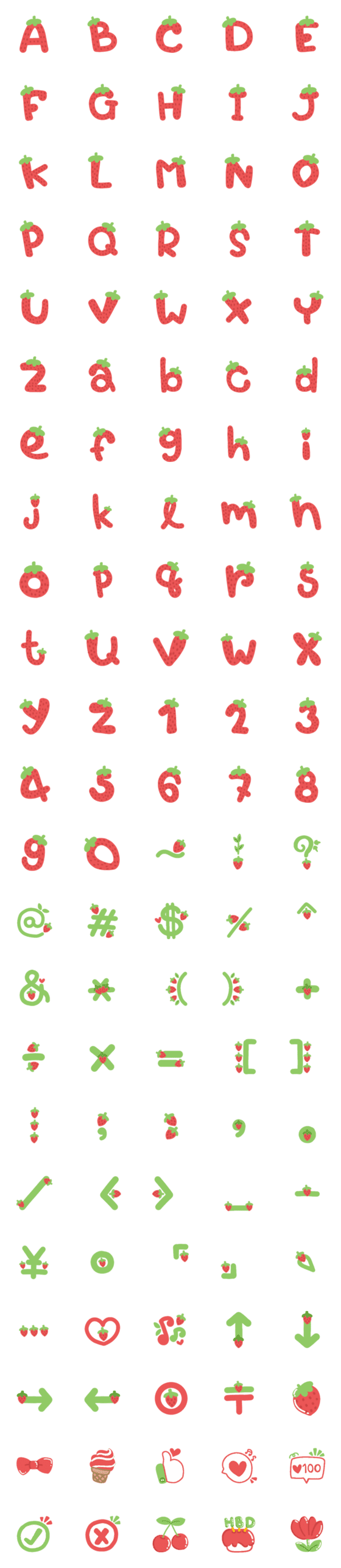 [LINE絵文字]Alphabet adorable strawberry loverの画像一覧