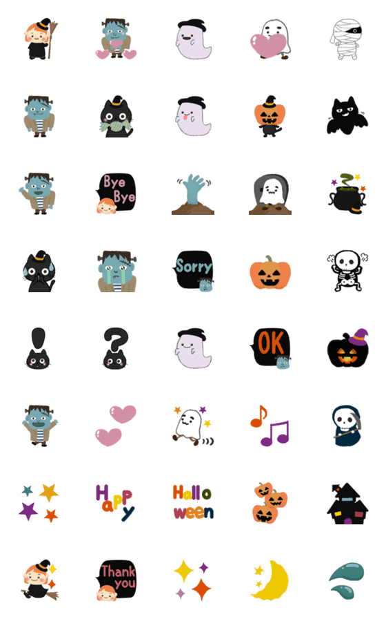 [LINE絵文字]ハロウィンっぽい絵文字の画像一覧