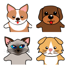 [LINE絵文字] 動物の手つなぎ絵文字2 犬と猫の画像