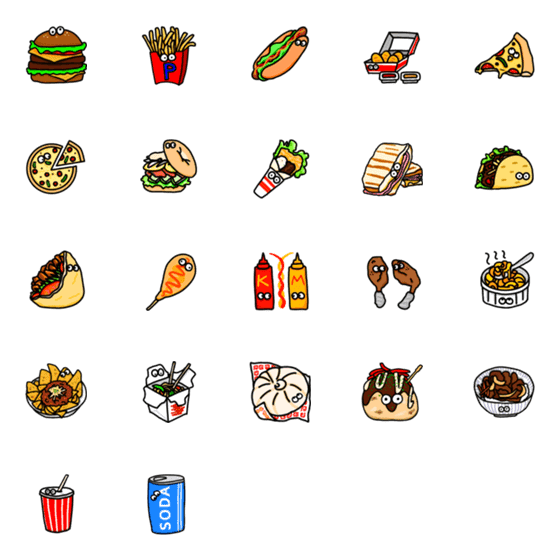 [LINE絵文字]ジャンクフード絵文字--p--の画像一覧