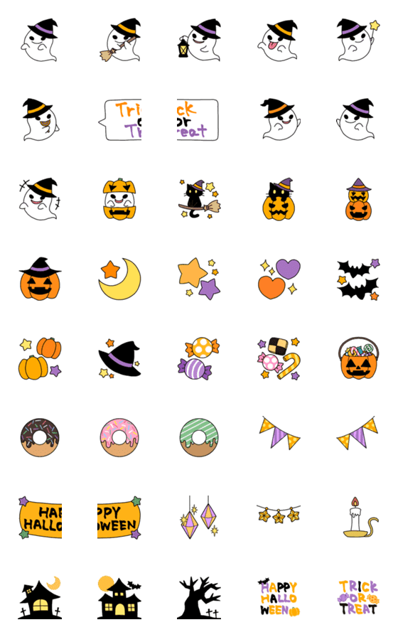 [LINE絵文字]おばけくんのハロウィンな絵文字の画像一覧