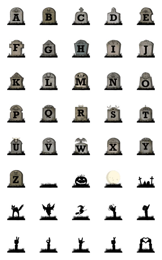 [LINE絵文字]Tombstone Emojiの画像一覧