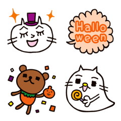 [LINE絵文字] ニャンコとクマちゃん 絵文字 -ハロウィン-の画像