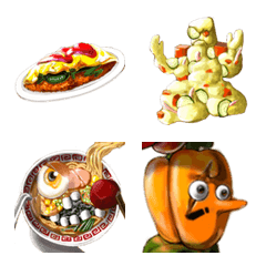 [LINE絵文字] 食べ残しモンスター（食ベモン）絵文字の画像