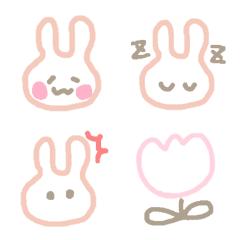 [LINE絵文字] くすみピンクのシンプル絵文字 うさぎの画像