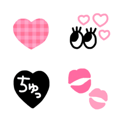 [LINE絵文字] ピンク×黒♡絵文字の画像