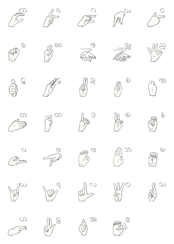 Line絵文字 ミャンマー手話の指文字 34種類 1円