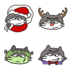 [LINE絵文字] そこそこ眠そうなねこクリスマスハロウィンの画像