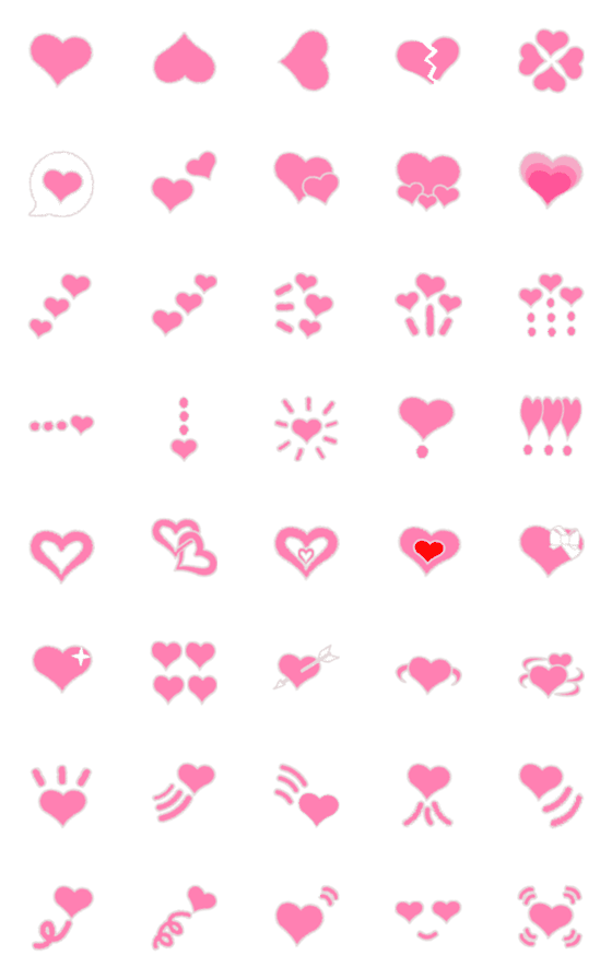 [LINE絵文字]かわいい 毎日ピンクのハート クレヨン風の画像一覧