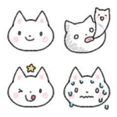 [LINE絵文字] シンプル白いねこにゃーん 絵文字の画像