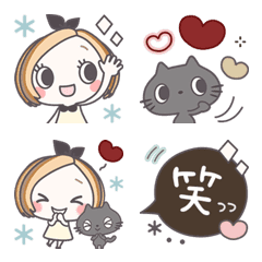 [LINE絵文字] ガールandねこちゃん♡の画像