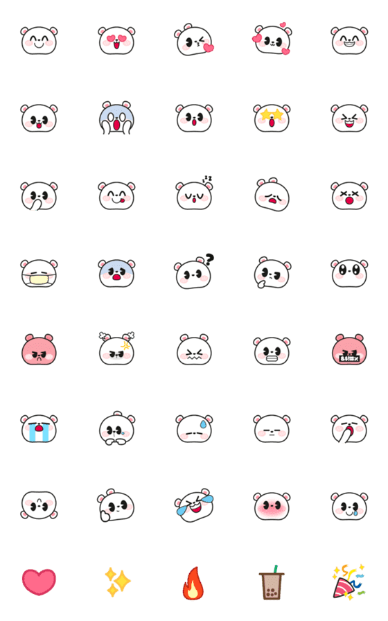 [LINE絵文字]White Cute Polar Bear Emojiの画像一覧