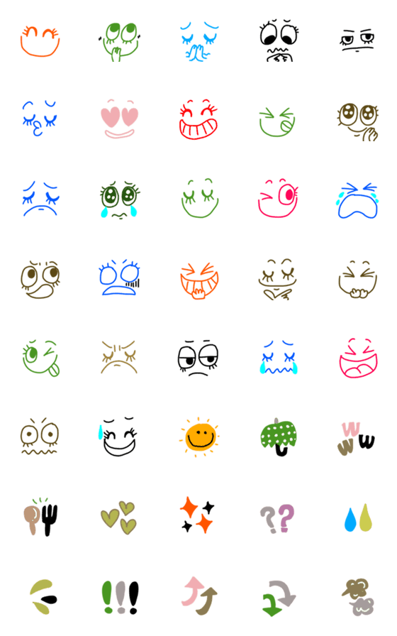 [LINE絵文字]☆カラフルな顔文字達☆の画像一覧