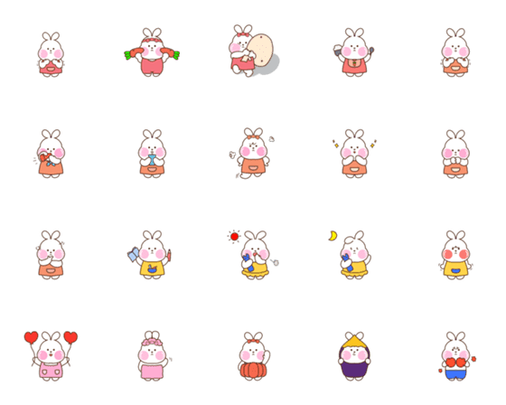 [LINE絵文字]Charming chubby rabbitの画像一覧