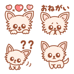 [LINE絵文字] チビかわいい♡子犬のチワワ ロング＆白の画像