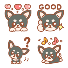 [LINE絵文字] チビかわいい♡子犬のチワワ スムース＆黒の画像