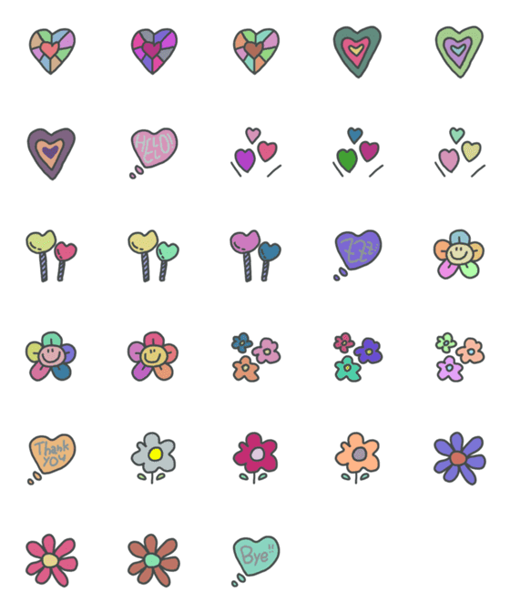 [LINE絵文字]xx Heart and Flower xxの画像一覧