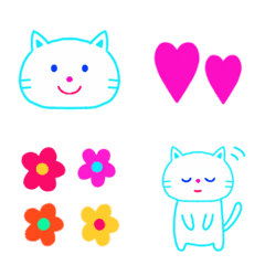 [LINE絵文字] ♡白ねこ♡の画像