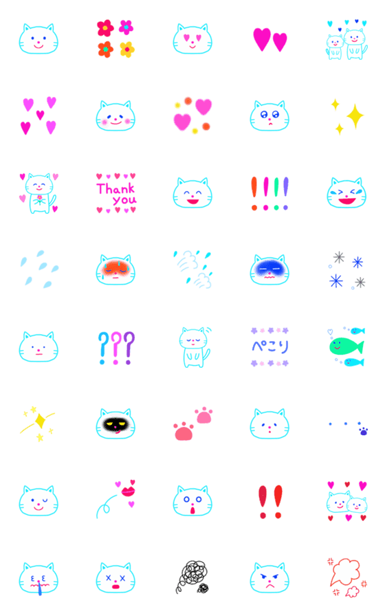 [LINE絵文字]♡白ねこ♡の画像一覧