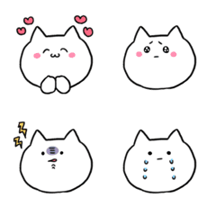 [LINE絵文字] シンプルな白い猫ちゃんの画像