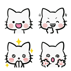 [LINE絵文字] シンプル♡白猫の絵文字の画像