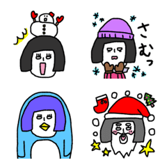 [LINE絵文字] キモカワ子さん 4 冬に使える絵文字の画像