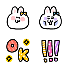 [LINE絵文字] ウサギとカラフルPOP絵文字の画像