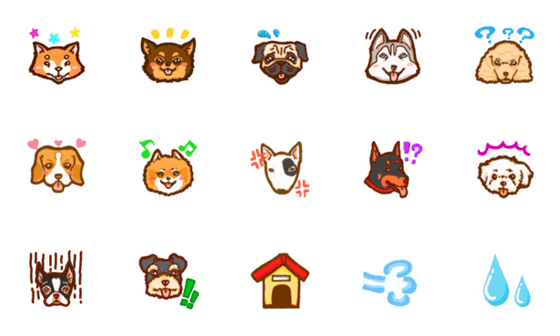 [LINE絵文字]愉快な犬たち No.1の画像一覧