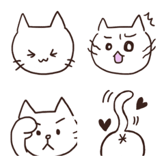 [LINE絵文字] シンプルかわいい☆しろねこの絵文字の画像