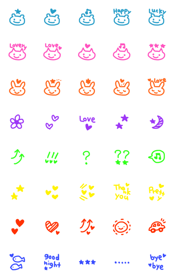 [LINE絵文字]カラフル可愛い絵文字☆の画像一覧