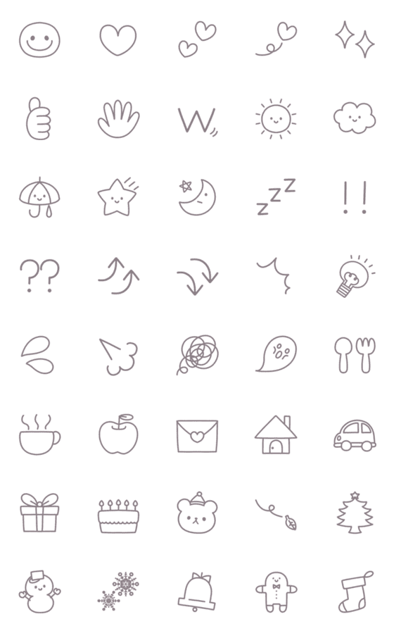 [LINE絵文字]【大人かわいい線画絵文字】♡くすみカラーの画像一覧