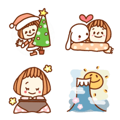 [LINE絵文字] くり頭の女の子 3  （冬）の画像