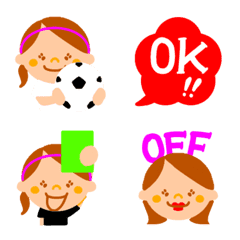 [LINE絵文字] サッカー女子(カラフル)の画像