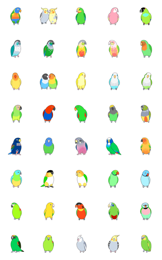 [LINE絵文字]インコ もりもり絵文字〜中型インコ編の画像一覧