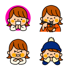 [LINE絵文字] タレ目ちゃん(外ハネ)〜冬の画像