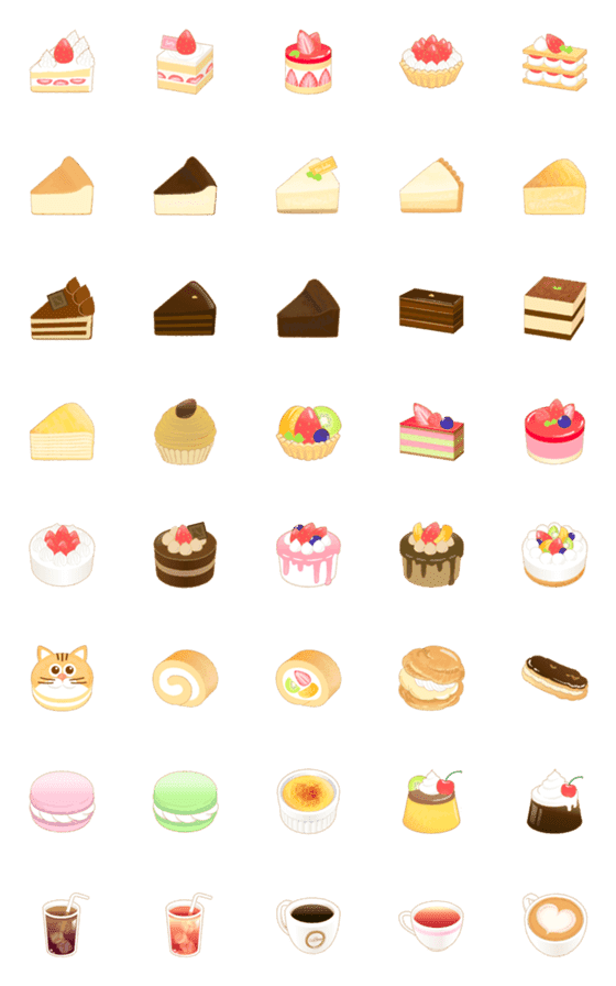 [LINE絵文字]ケーキと洋菓子の絵文字の画像一覧