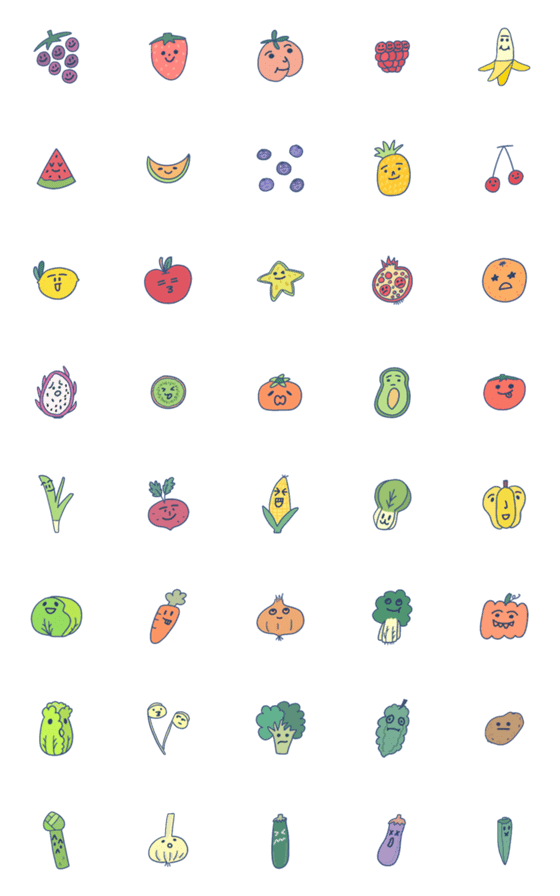 [LINE絵文字]Everything has Emojis: Fruits ＆ Veggiesの画像一覧