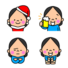 [LINE絵文字] タレ目ちゃん(くろボブ)〜冬の画像