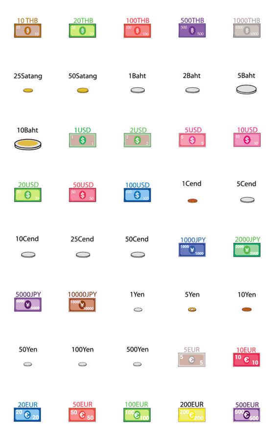 [LINE絵文字]Money 4 Currencyの画像一覧
