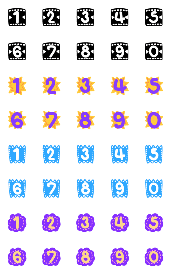 [LINE絵文字]Number pastel colorful emoji 2の画像一覧