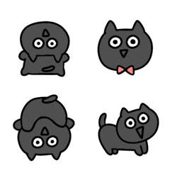 [LINE絵文字] シュールなミニ黒ねこの画像