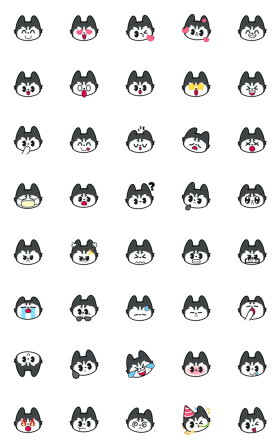 [LINE絵文字]Cute Siberian Husky Emojiの画像一覧
