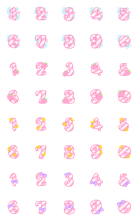 [LINE絵文字]Number sweety pink pastelの画像一覧
