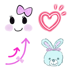 [LINE絵文字] 毎日使える♡リボンガールの画像