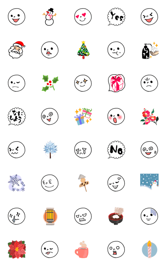 [LINE絵文字]シンプルな顔＆冬に使いたい絵の画像一覧